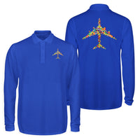 Thumbnail for Colourful Airplane Designed Long Sleeve Polo T-Shirts (Double-Side)