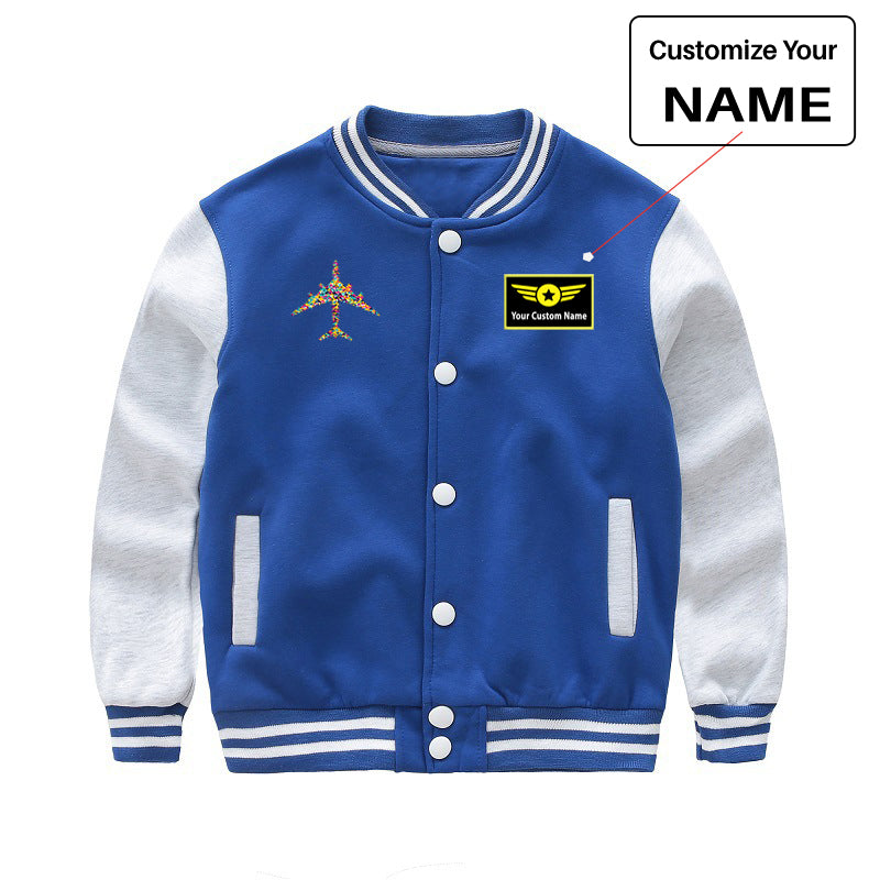 Colourful Airplane Designed "CHILDREN" Baseball Jackets