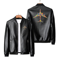Thumbnail for Colourful Airplane Designed PU Leather Jackets