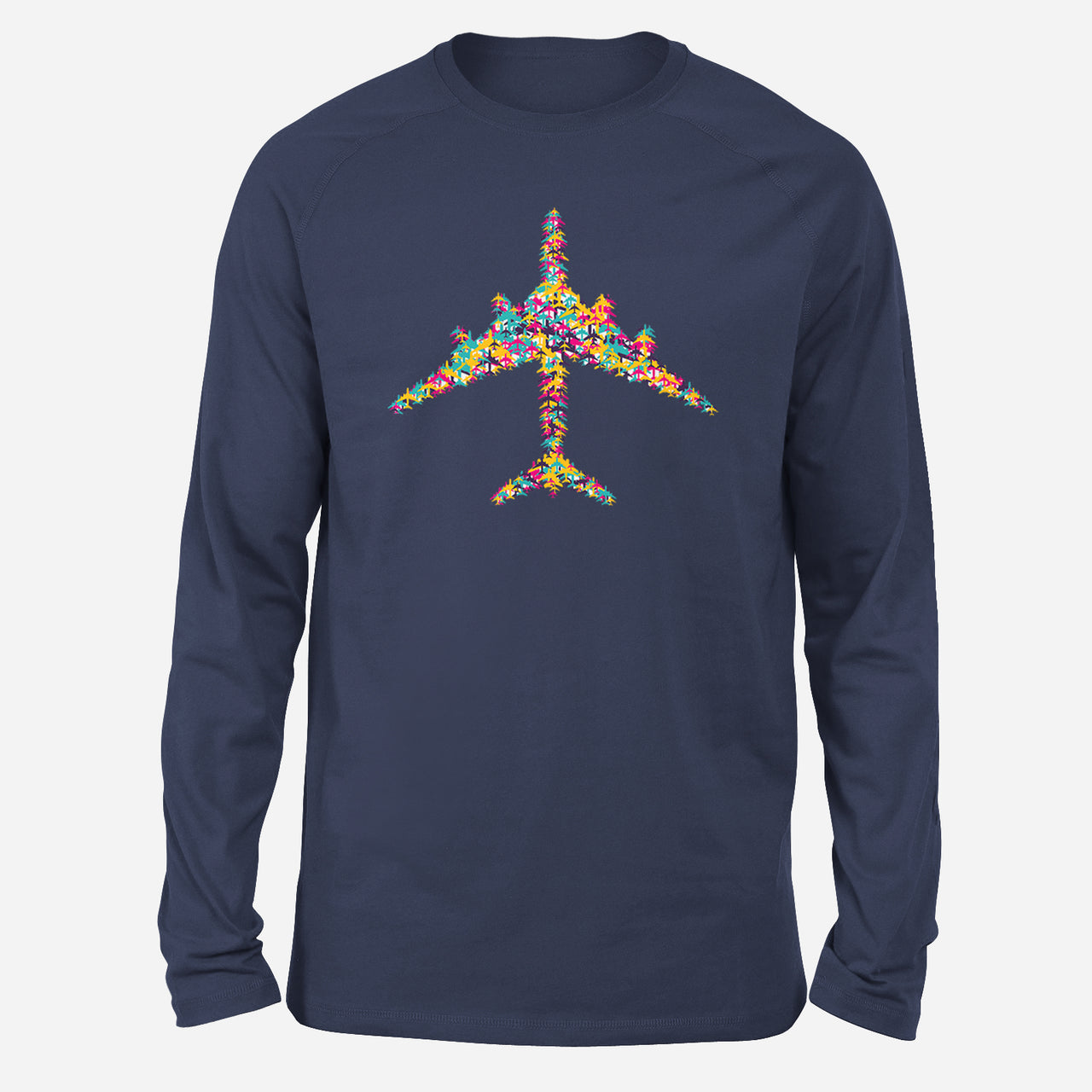 Colourful Airplane Designed Long-Sleeve T-Shirts