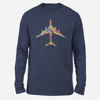 Thumbnail for Colourful Airplane Designed Long-Sleeve T-Shirts