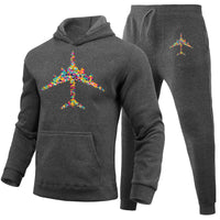 Thumbnail for Colourful Airplane Designed Hoodies & Sweatpants Set