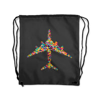 Thumbnail for Colourful Airplane Designed Drawstring Bags