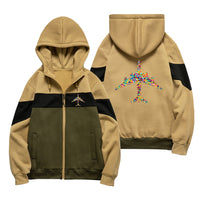 Thumbnail for Colourful Airplane Designed Colourful Zipped Hoodies