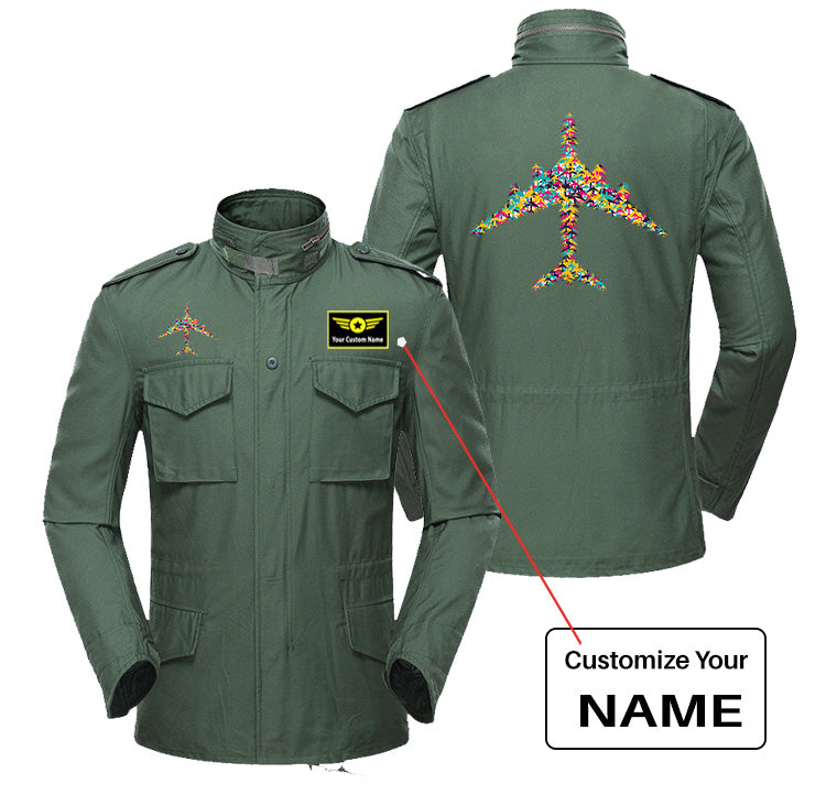 Colourful Airplane Designed Military Coats