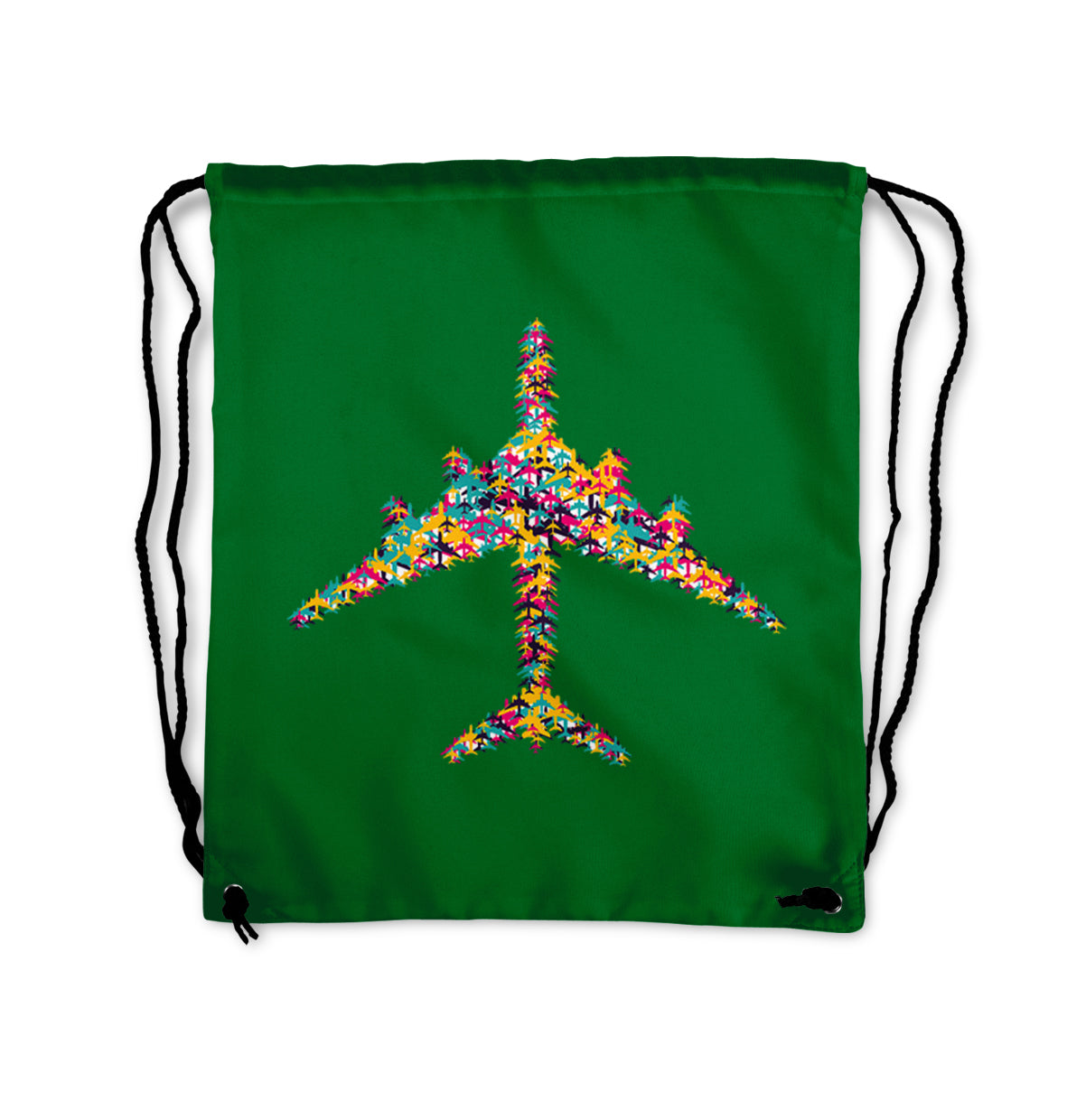 Colourful Airplane Designed Drawstring Bags