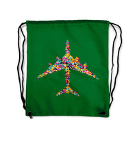 Thumbnail for Colourful Airplane Designed Drawstring Bags