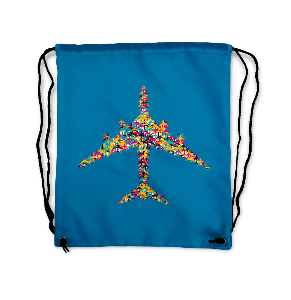 Colourful Airplane Designed Drawstring Bags