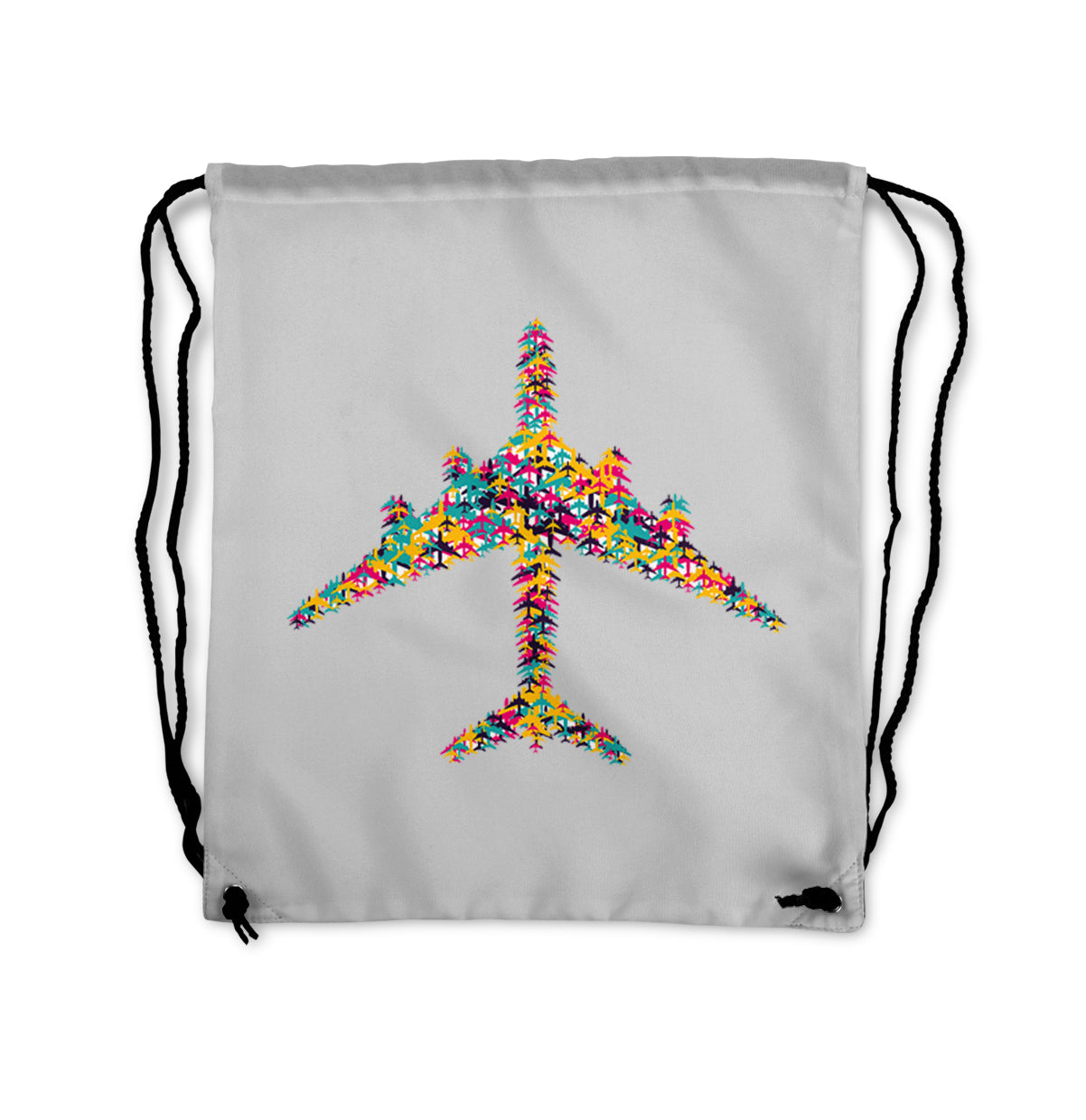 Colourful Airplane Designed Drawstring Bags