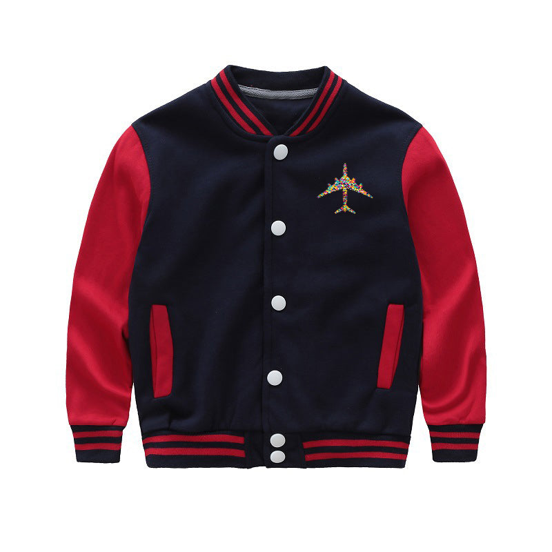 Colourful Airplane Designed "CHILDREN" Baseball Jackets