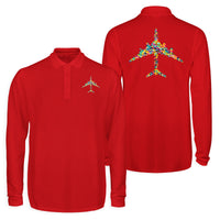 Thumbnail for Colourful Airplane Designed Long Sleeve Polo T-Shirts (Double-Side)