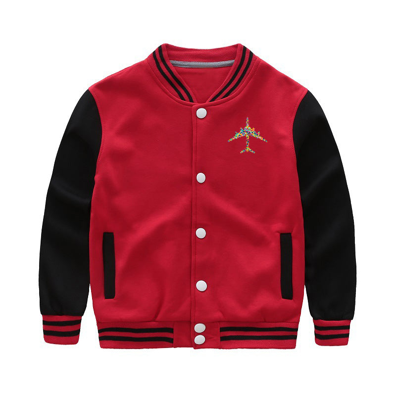 Colourful Airplane Designed "CHILDREN" Baseball Jackets