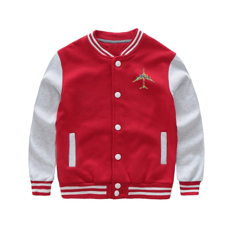 Colourful Airplane Designed "CHILDREN" Baseball Jackets