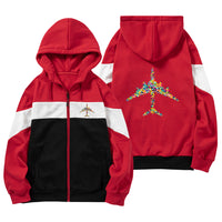 Thumbnail for Colourful Airplane Designed Colourful Zipped Hoodies