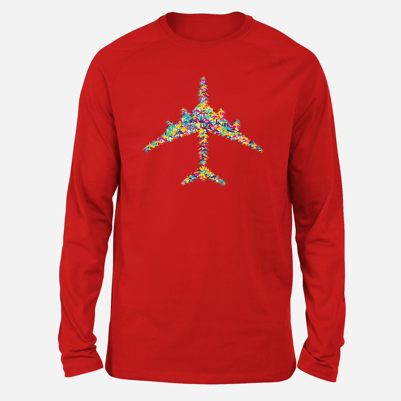 Colourful Airplane Designed Long-Sleeve T-Shirts