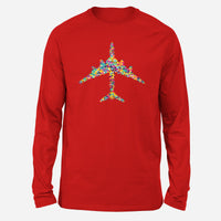 Thumbnail for Colourful Airplane Designed Long-Sleeve T-Shirts
