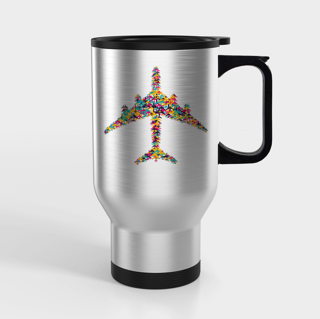 Colourful Airplane Designed Travel Mugs (With Holder)