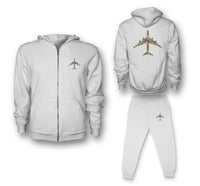 Thumbnail for Colourful Airplane Designed Zipped Hoodies & Sweatpants Set