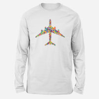 Thumbnail for Colourful Airplane Designed Long-Sleeve T-Shirts