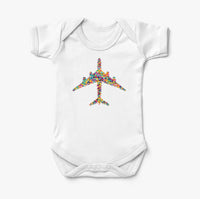 Thumbnail for Colourful Airplane Designed Baby Bodysuits