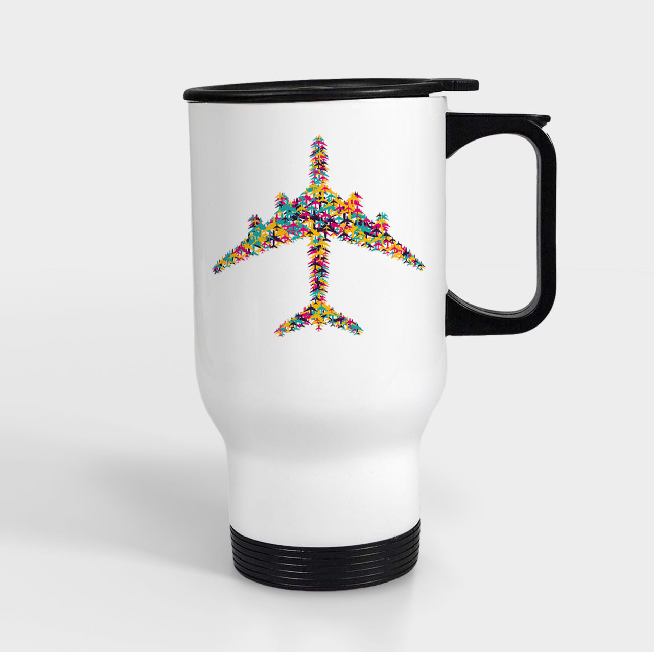 Colourful Airplane Designed Travel Mugs (With Holder)
