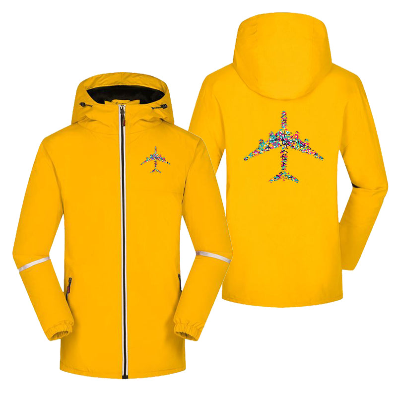 Colourful Airplane Designed Rain Coats & Jackets