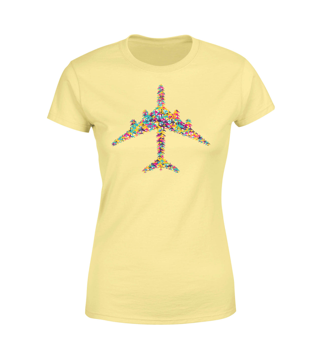 Colourful Airplane Designed Women T-Shirts