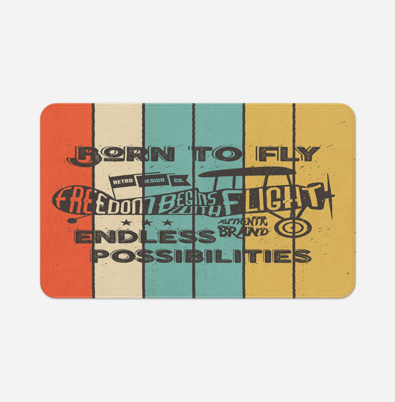 Colourful Born To Fly Designed Bath Mats