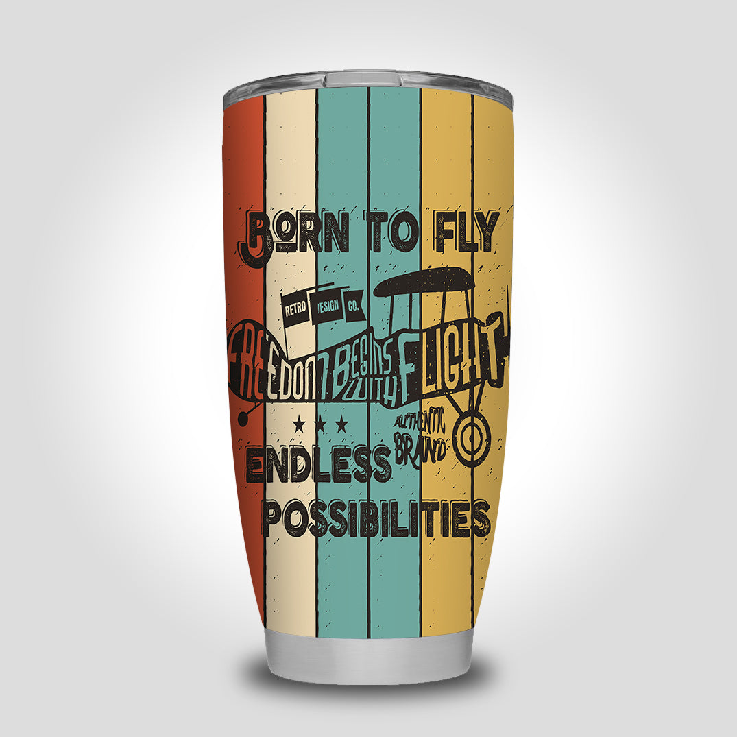 Colourful Born To Fly Designed Tumbler Travel Mugs