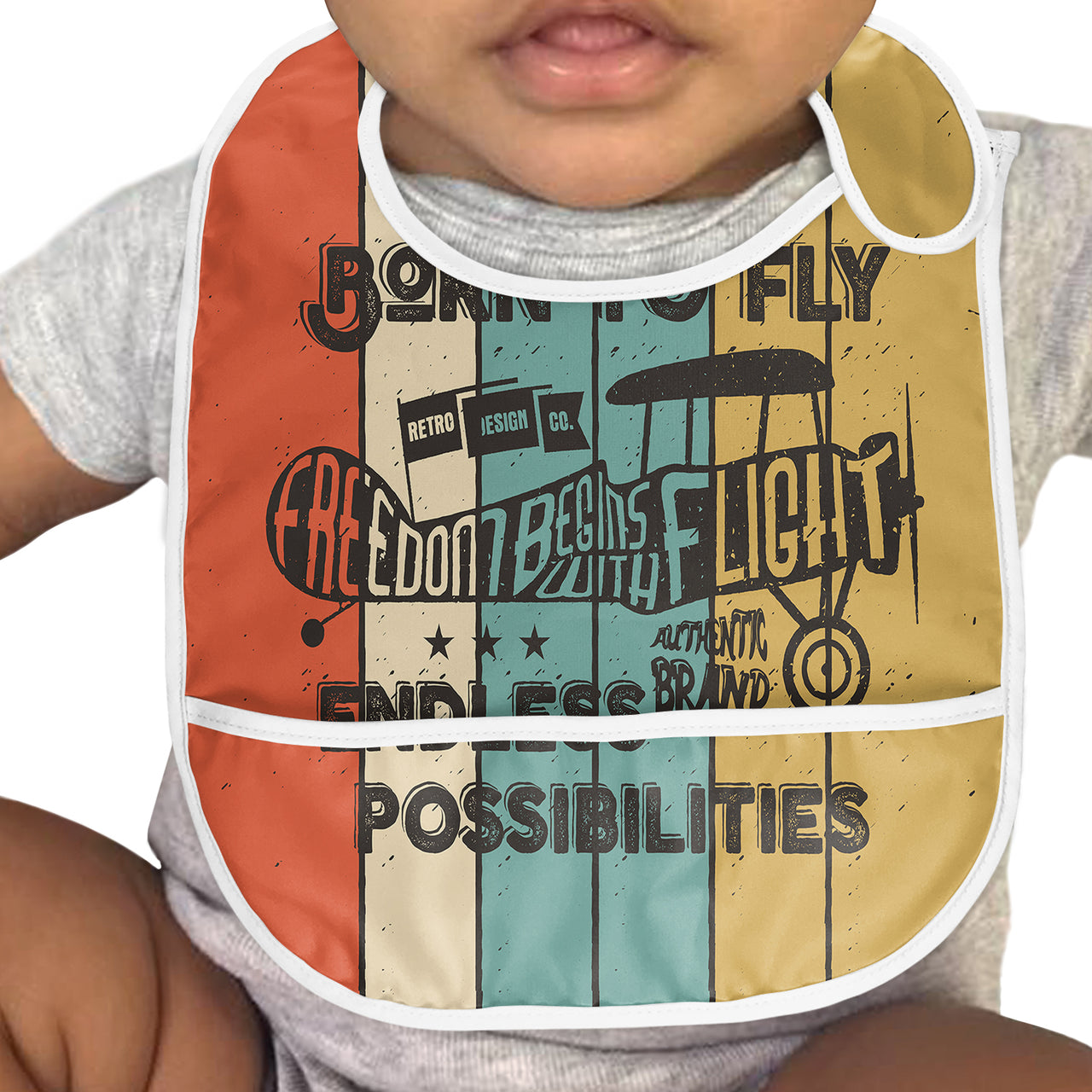 Colourful Born To Fly Designed Baby Bib