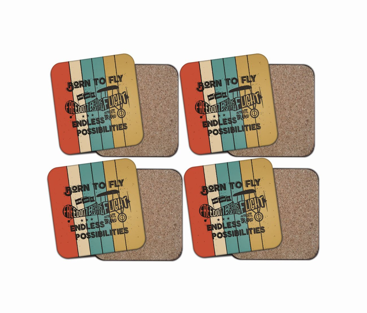 Colourful Born To Fly Designed Coasters