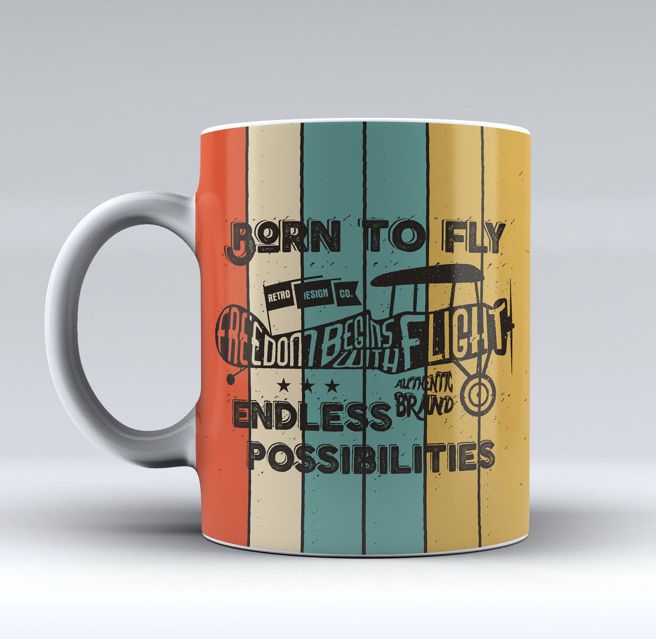Colourful Born To Fly Designed Mugs