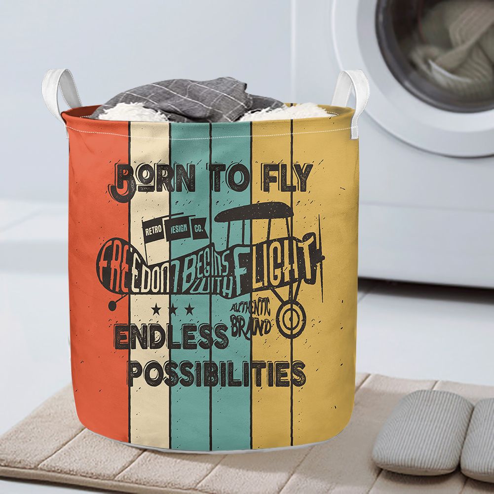 Colourful Born To Fly Designed Laundry Baskets