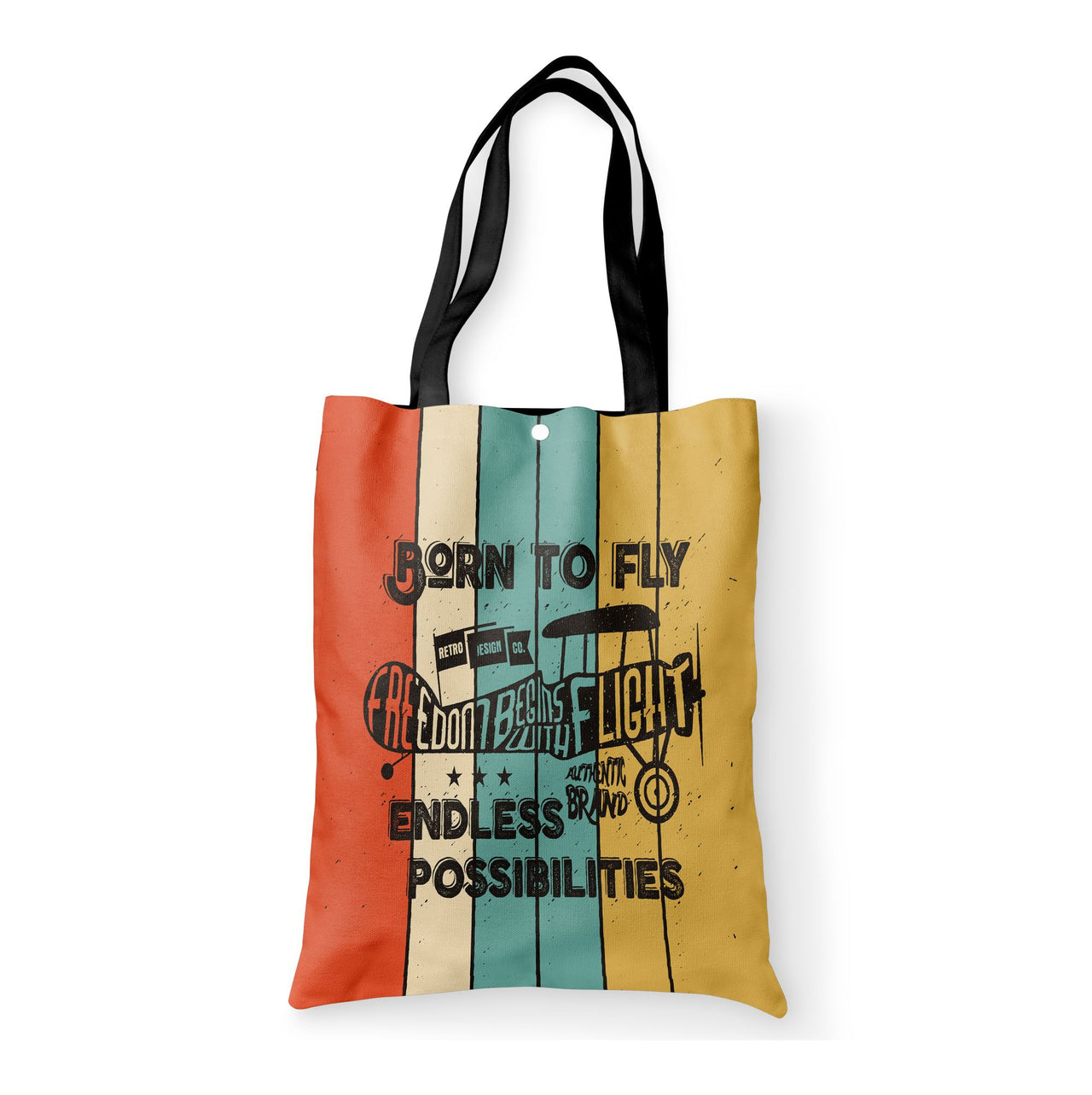 Colourful Born To Fly Designed Tote Bags