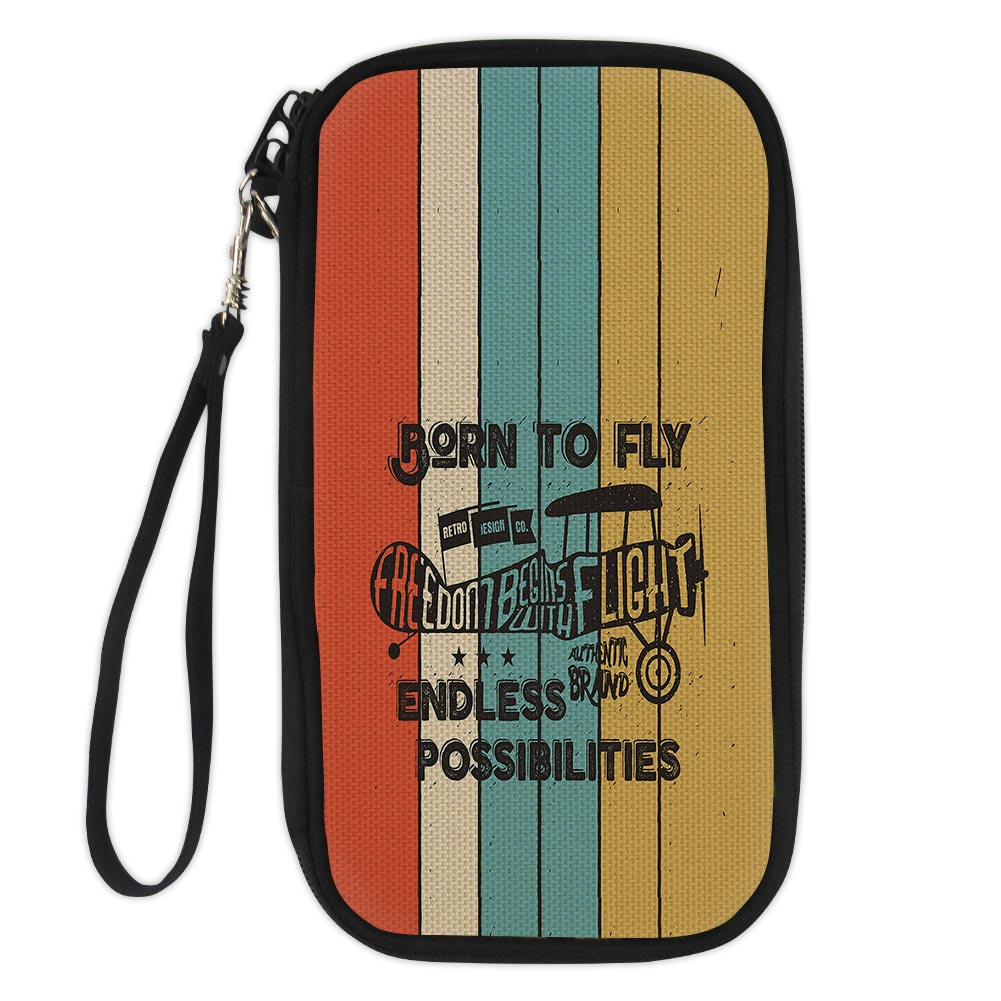 Colourful Born To Fly Designed Travel Cases & Wallets
