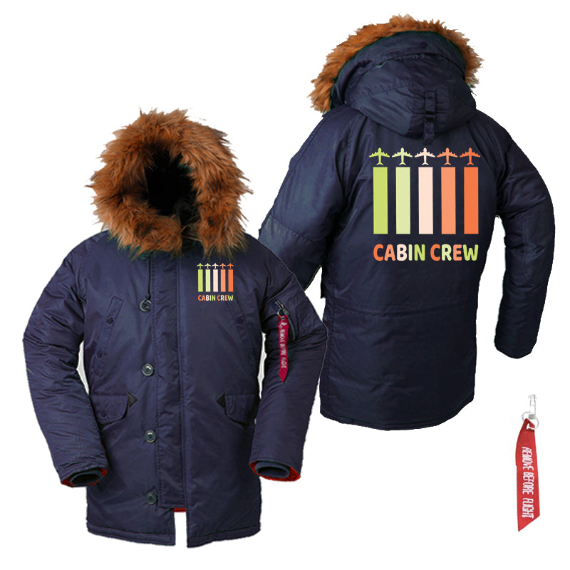 Colourful Cabin Crew Designed Parka Bomber Jackets