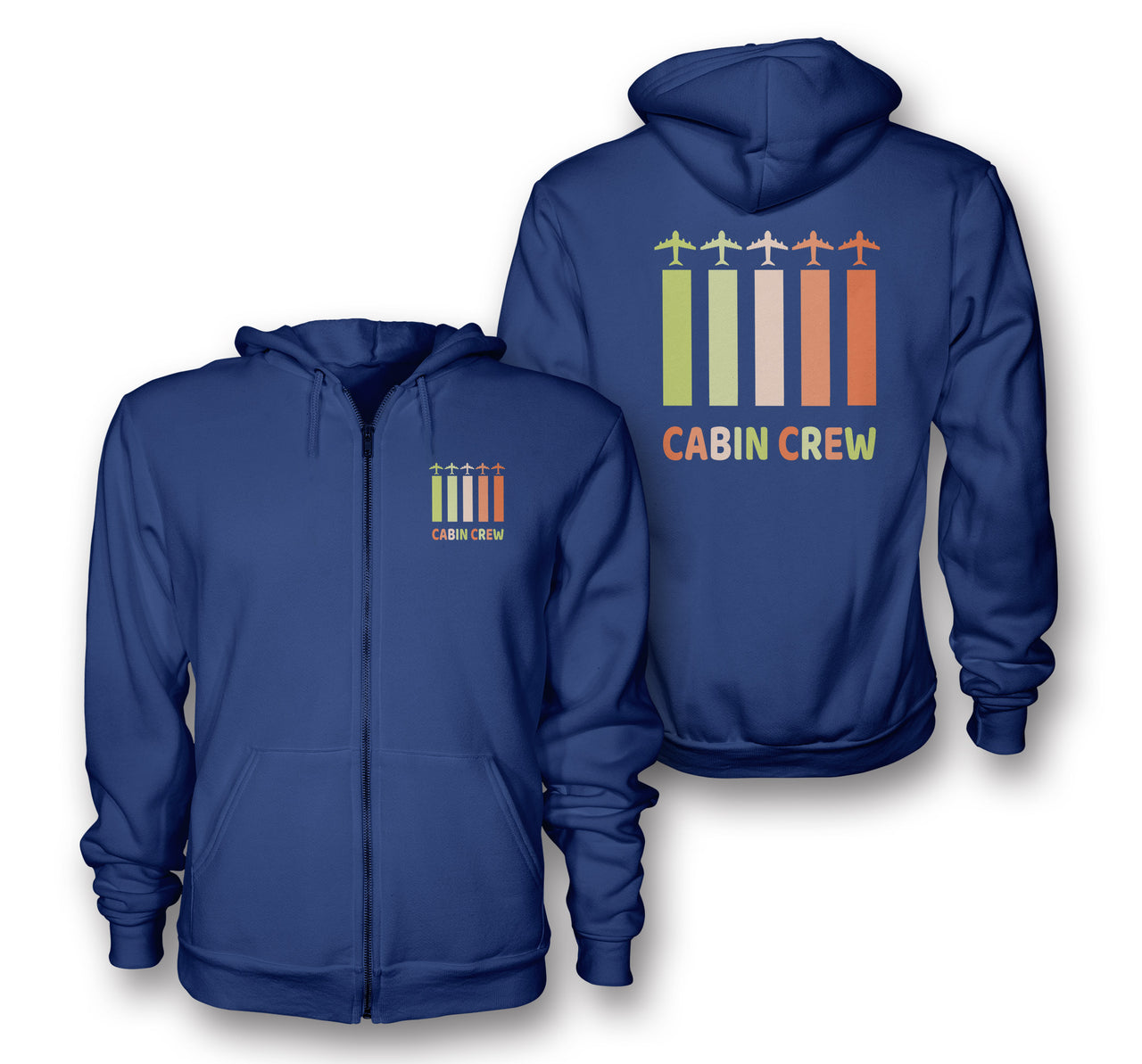 Colourful Cabin Crew Designed Zipped Hoodies