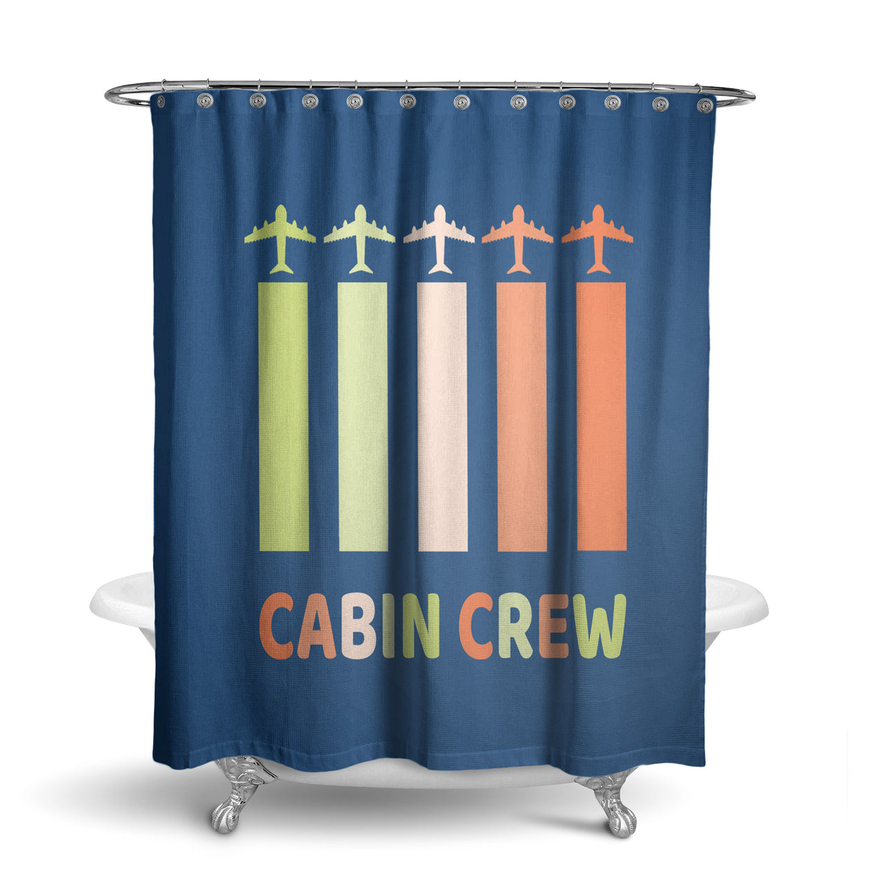 Colourful Cabin Crew Designed Shower Curtains