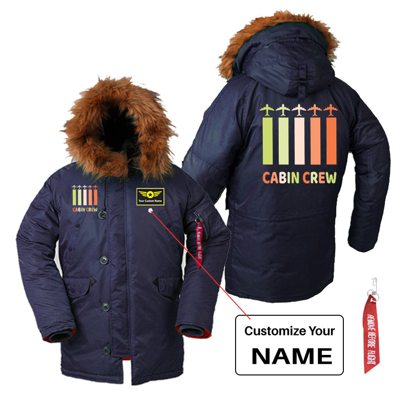 Colourful Cabin Crew Designed Parka Bomber Jackets