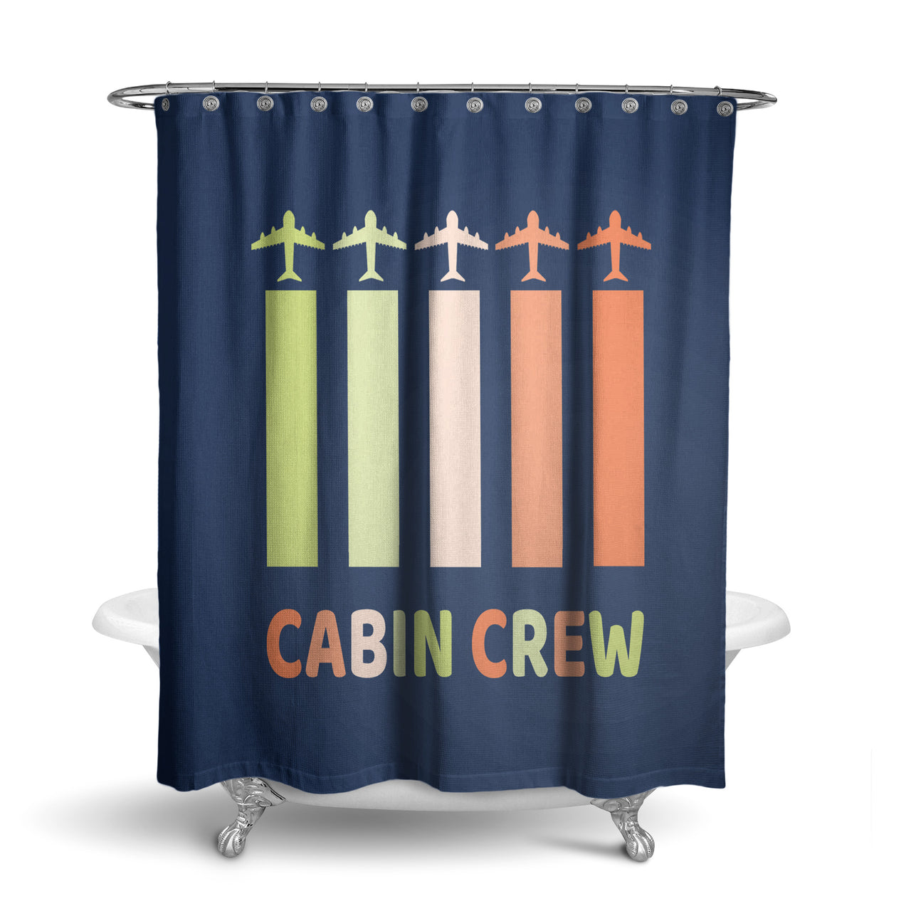 Colourful Cabin Crew Designed Shower Curtains