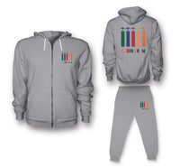 Thumbnail for Colourful Cabin Crew Designed Zipped Hoodies & Sweatpants Set