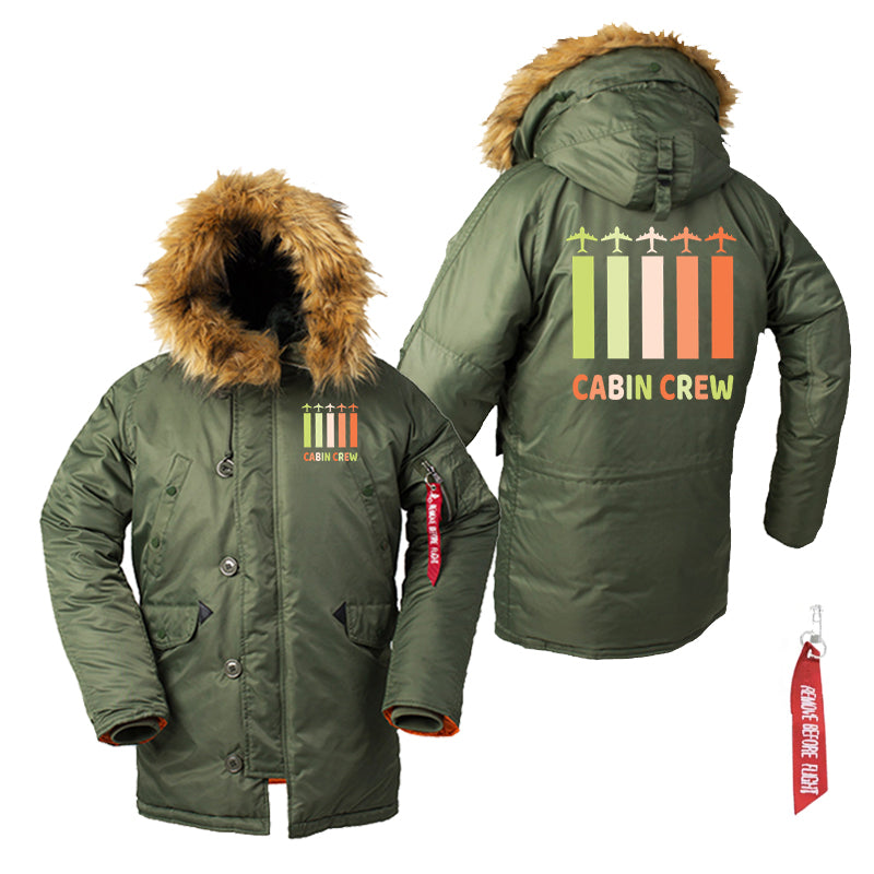 Colourful Cabin Crew Designed Parka Bomber Jackets