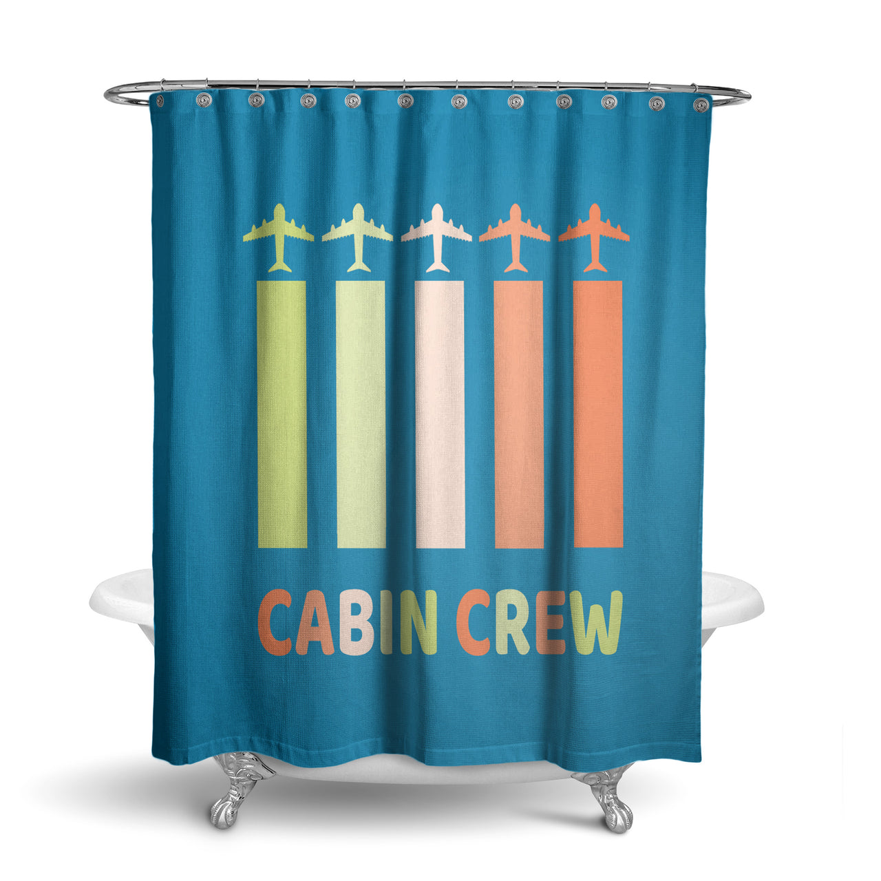 Colourful Cabin Crew Designed Shower Curtains