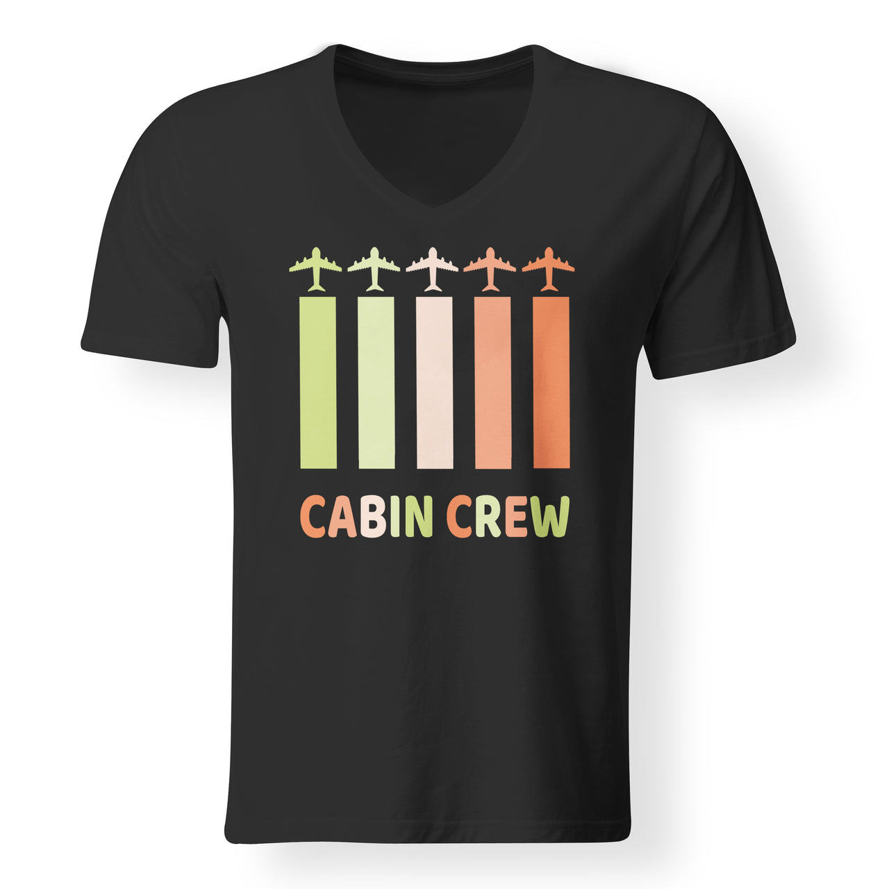 Colourful Cabin Crew Designed V-Neck T-Shirts