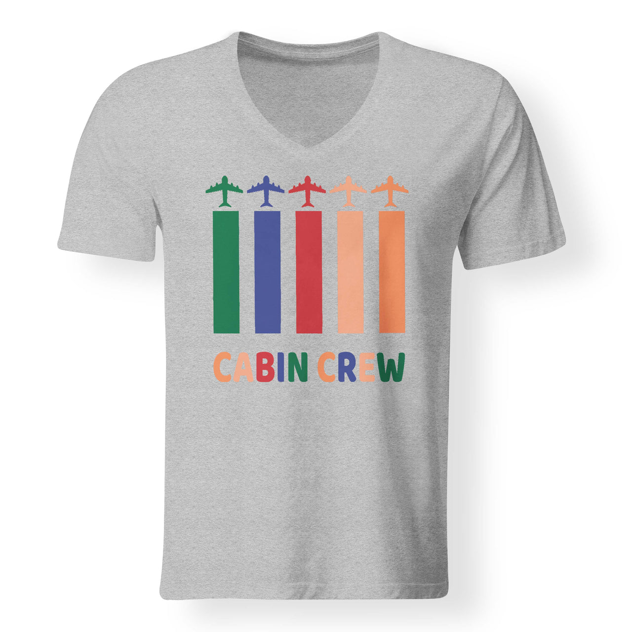 Colourful Cabin Crew Designed V-Neck T-Shirts