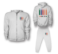 Thumbnail for Colourful Cabin Crew Designed Zipped Hoodies & Sweatpants Set