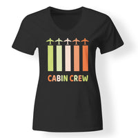 Thumbnail for Colourful Cabin Crew Designed V-Neck T-Shirts