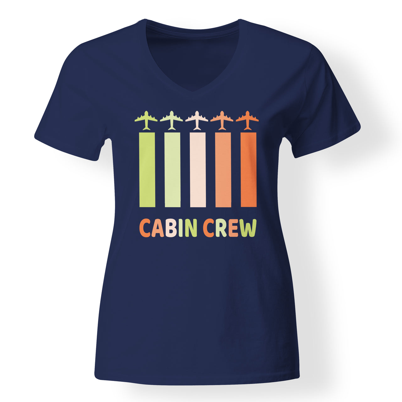 Colourful Cabin Crew Designed V-Neck T-Shirts