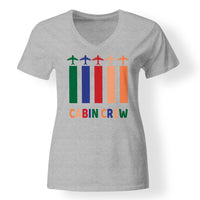 Thumbnail for Colourful Cabin Crew Designed V-Neck T-Shirts