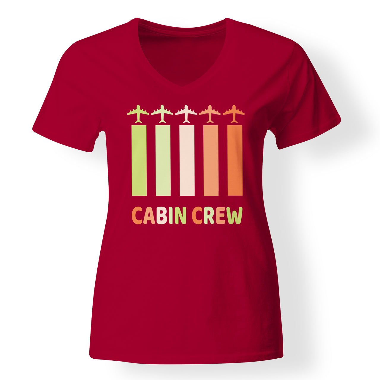 Colourful Cabin Crew Designed V-Neck T-Shirts